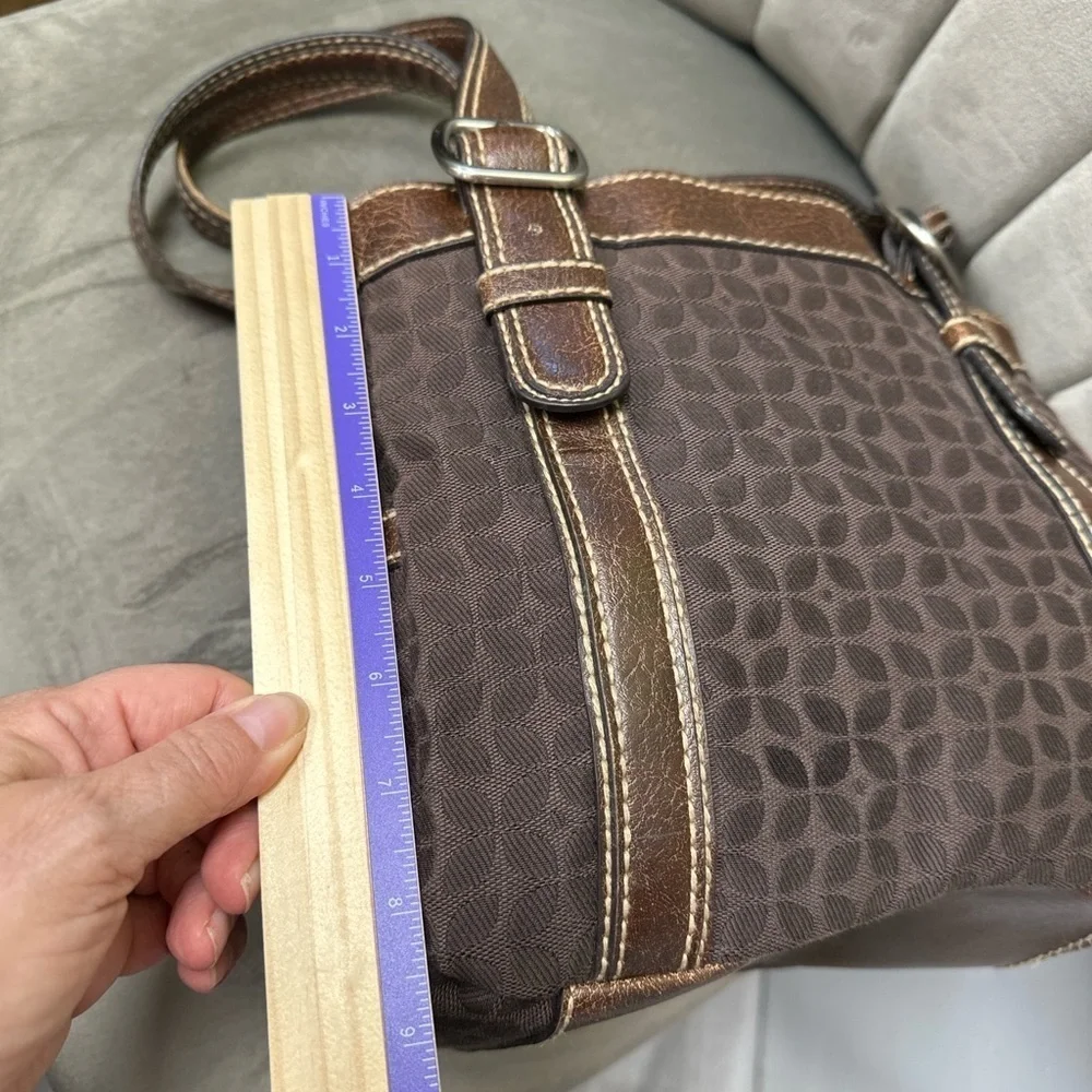 Fossil Brown Signature Canvas & Leather Buckle Tote Bag